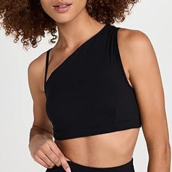 NWT Sweaty Betty Women's Black Asymmetric One Shoulder Sculpt Sports Bra Size S - Picture 1 of 8